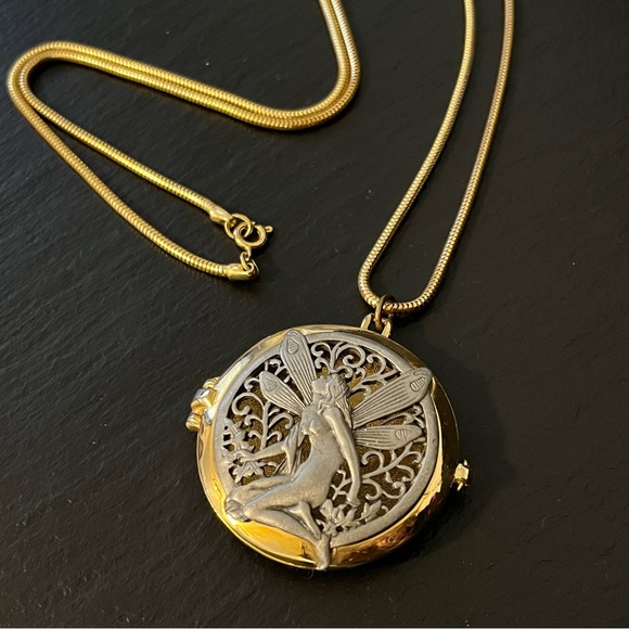 Vintage Rare JJ Jonette Jewelry Fairy Locket Necklace Signed - Picture 14 of 15